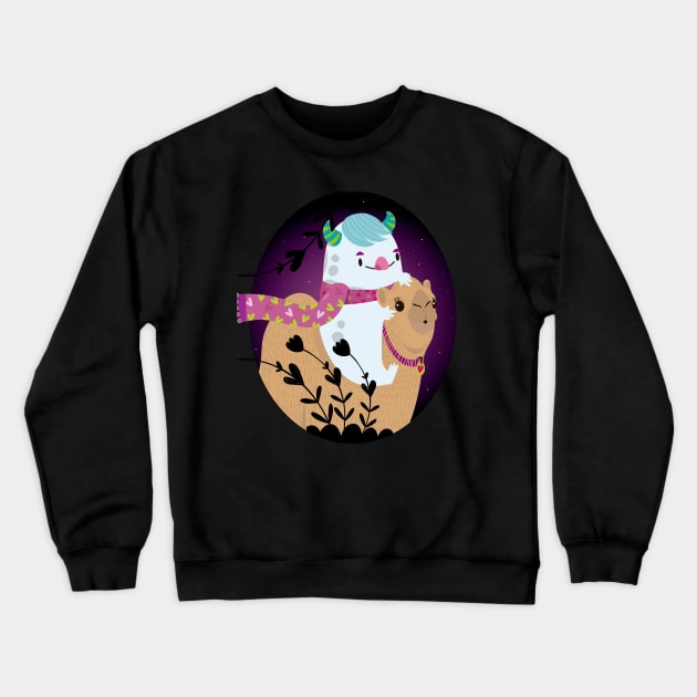 Monster llama Crewneck Sweatshirt by Mjdaluz